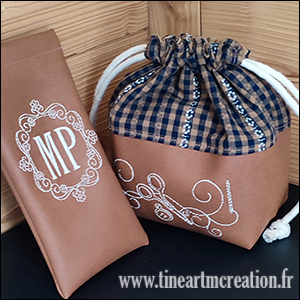 Broderie machine sur simili cuir